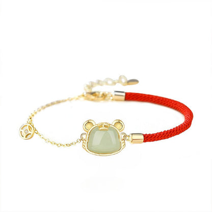 Lucky Jade Bracelet - Hetian Jade, 925 Silver, Chinese Zodiac, Snake | STAR8S