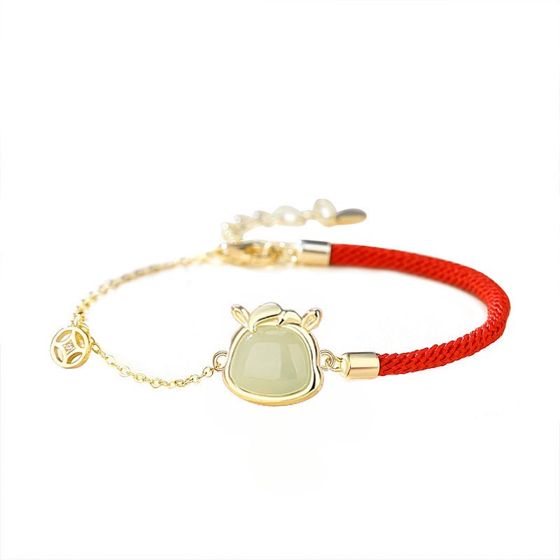 lucky jade bracelet - hetian jade, 925 silver, chinese zodiac, snake | star8s