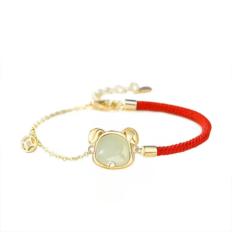lucky jade bracelet - hetian jade, 925 silver, chinese zodiac, snake | star8s