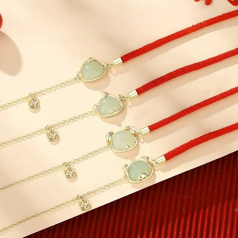 lucky jade bracelet - hetian jade, 925 silver, chinese zodiac, snake | star8s - star8s