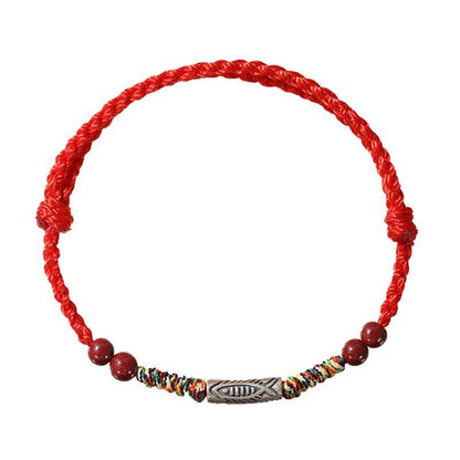 Lucky Koi Fish Red String Bracelet – Handmade, Natural Red Sandalwood, Year of Birth Protection - STAR8S