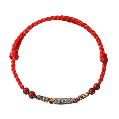 Lucky Koi Fish Red String Bracelet – Handmade, Natural Red Sandalwood, Year of Birth Protection - STAR8S
