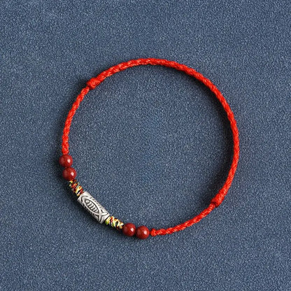 Lucky Koi Fish Red String Bracelet – Handmade, Natural Red Sandalwood, Year of Birth Protection - STAR8S