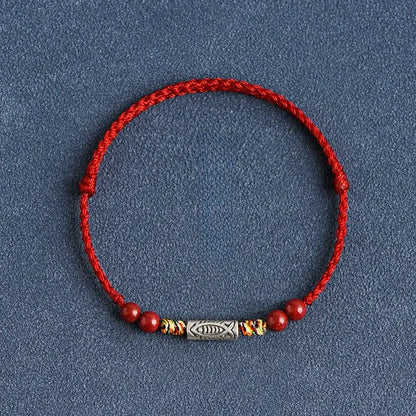 Lucky Koi Fish Red String Bracelet – Handmade, Natural Red Sandalwood, Year of Birth Protection - STAR8S