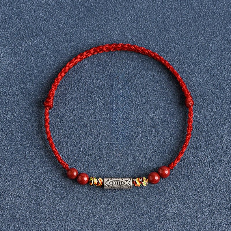 Lucky Koi Fish Red String Bracelet – Handmade, Natural Red Sandalwood, Year of Birth Protection - STAR8S