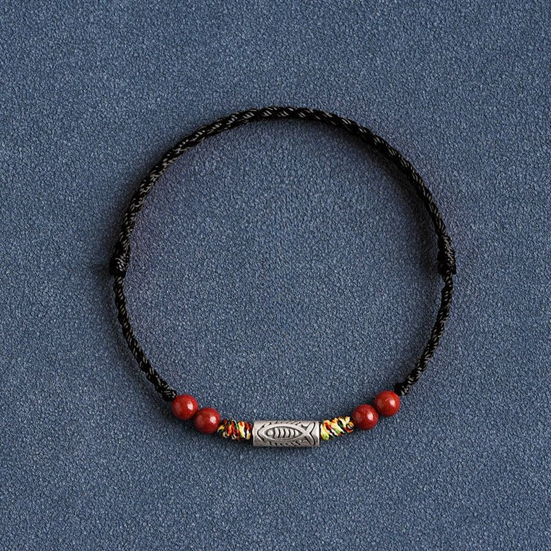 Lucky Koi Fish Red String Bracelet – Handmade, Natural Red Sandalwood, Year of Birth Protection - STAR8S