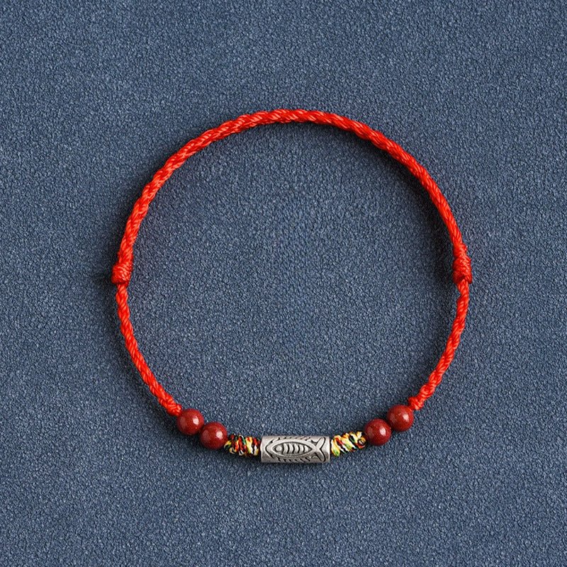 Lucky Koi Fish Red String Bracelet – Handmade, Natural Red Sandalwood, Year of Birth Protection - STAR8S