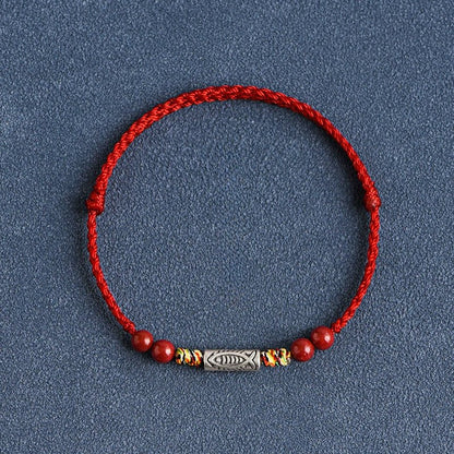 Lucky Koi Fish Red String Bracelet – Handmade, Natural Red Sandalwood, Year of Birth Protection - STAR8S