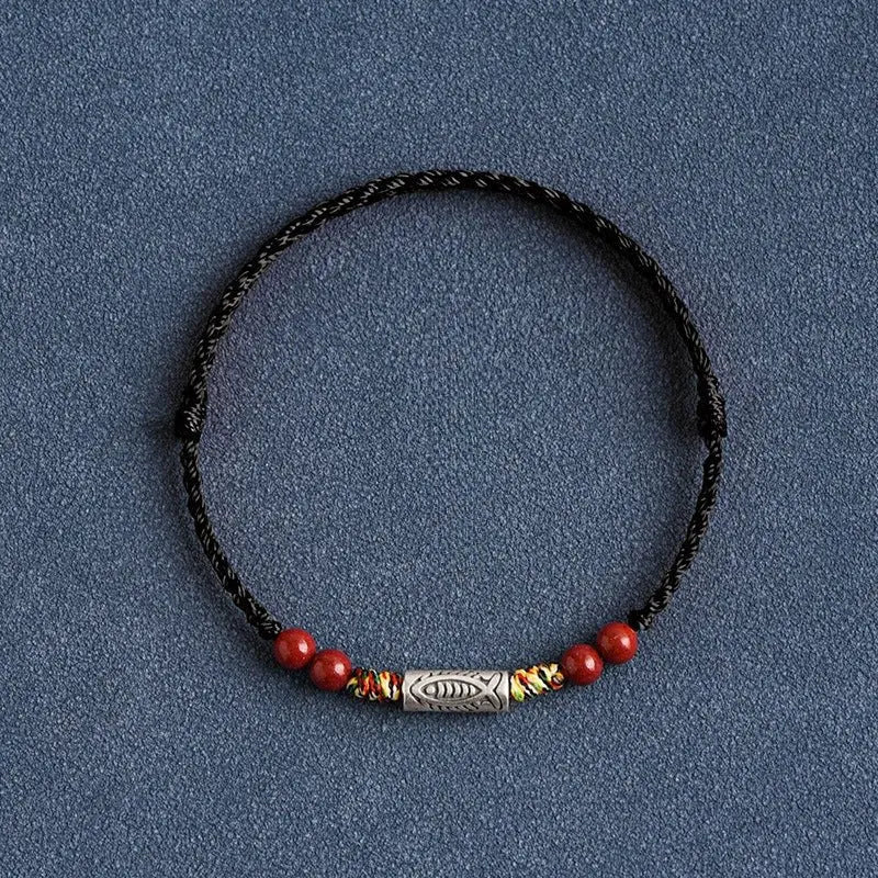 lucky koi fish red string bracelet – handmade, natural red sandalwood, year of birth protection - star8s