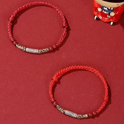Lucky Koi Fish Red String Bracelet – Handmade, Natural Red Sandalwood, Year of Birth Protection - STAR8S