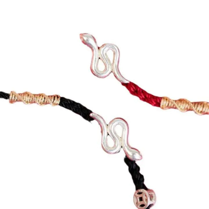 snake sterling silver bracelet, chinese - style woven jewelry for snake year - star8s