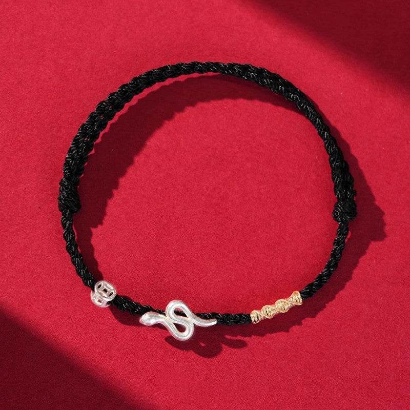 Snake Sterling Silver Bracelet, Chinese - style Woven Jewelry for Snake Year - STAR8S