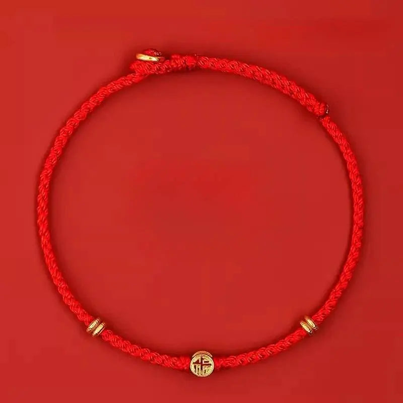Snake Year Crystal & 925 Sterling Silver Blessing - character Red Rope Bracelet for Women - STAR8S