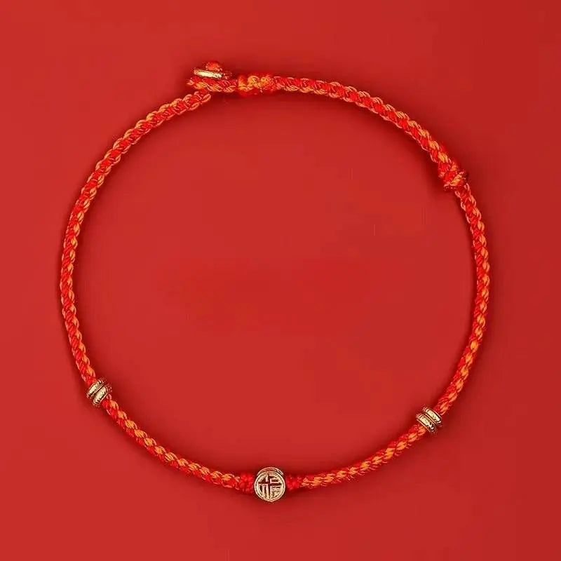 Snake Year Crystal & 925 Sterling Silver Blessing - character Red Rope Bracelet for Women - STAR8S