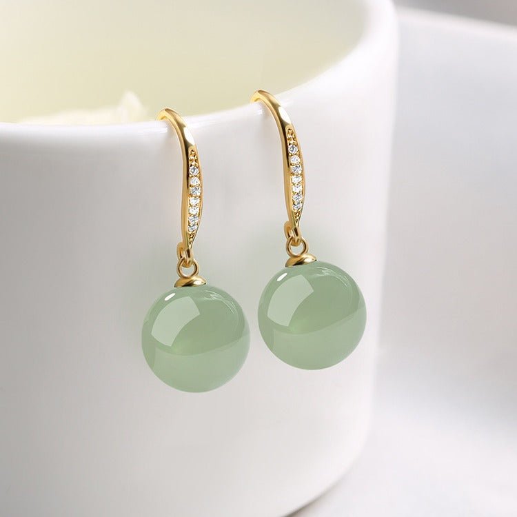 Luxury Hetian Jade Ball Earrings - Ice Silver Drops for Elegant Women | STAR8S