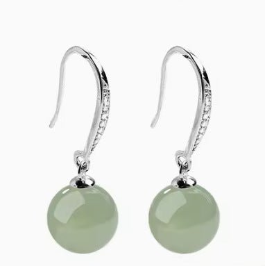 Luxury Hetian Jade Ball Earrings - Ice Silver Drops for Elegant Women | STAR8S