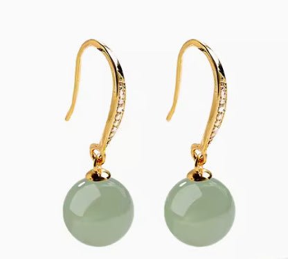 Luxury Hetian Jade Ball Earrings - Ice Silver Drops for Elegant Women | STAR8S
