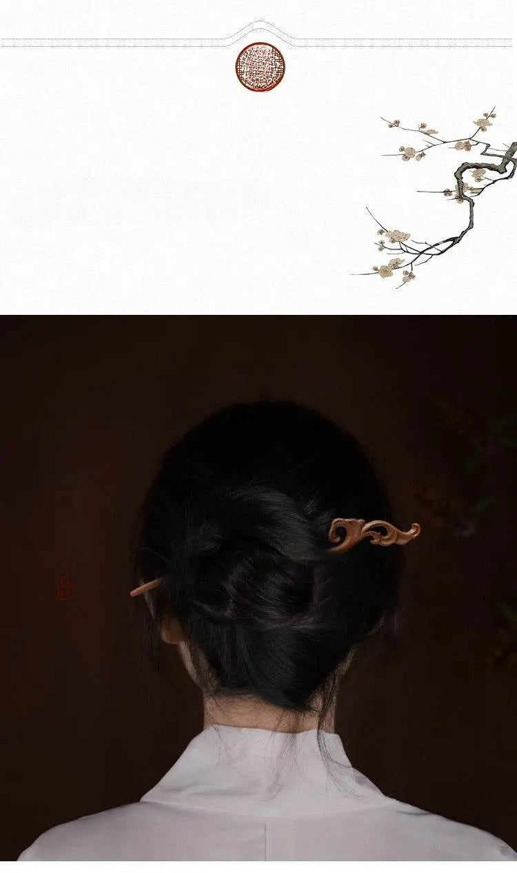 mahogany handmade hairpin for hanfu & stylish bun - star8s