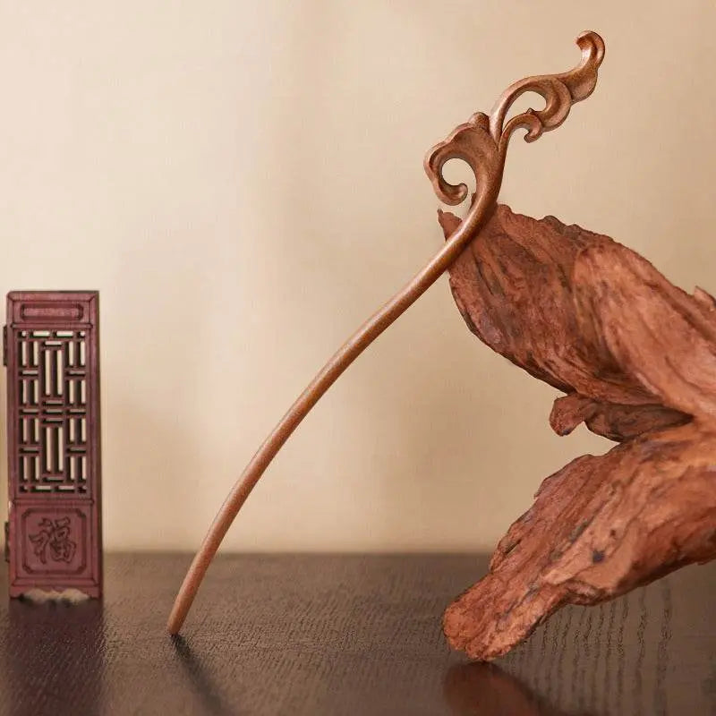 mahogany handmade hairpin for hanfu & stylish bun - star8s