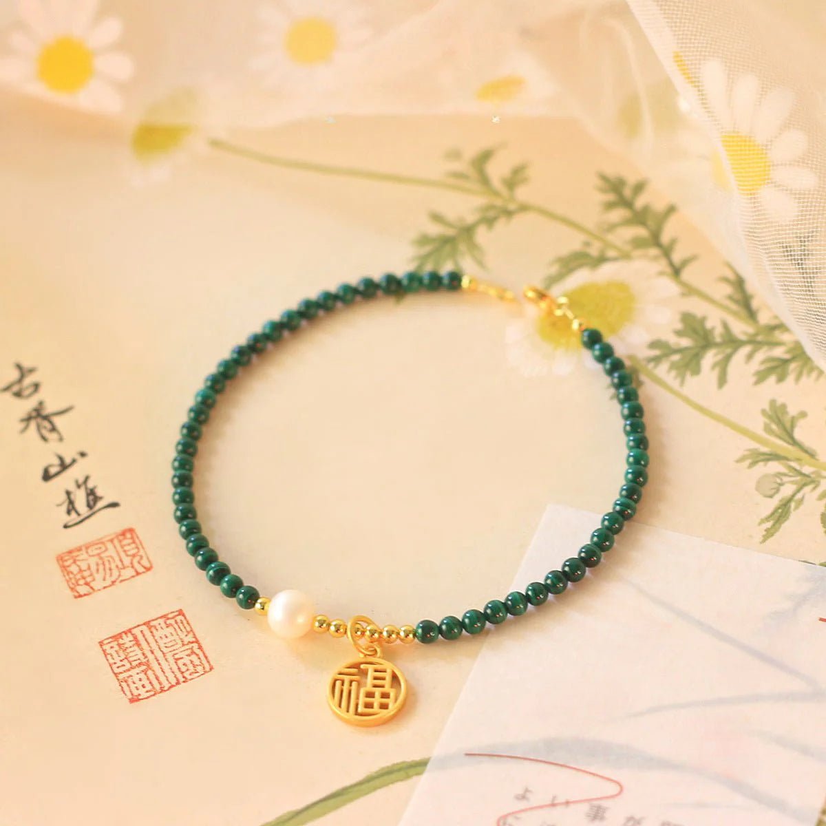 Malachite & Pearl Delicate Bracelet – Good Things Are Coming - STAR8S