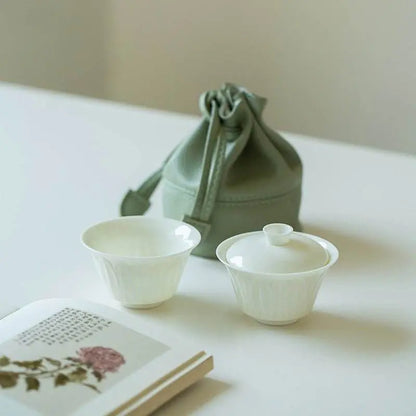 Mini Banana Leaf Travel Gongfu Tea Set Portable One Gaiwan One Cup Kit - STAR8S