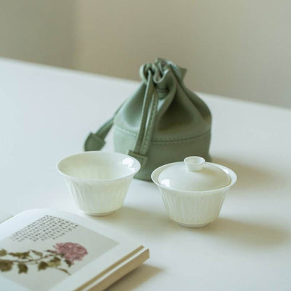 Mini Banana Leaf Travel Gongfu Tea Set Portable One Gaiwan One Cup Kit - STAR8S
