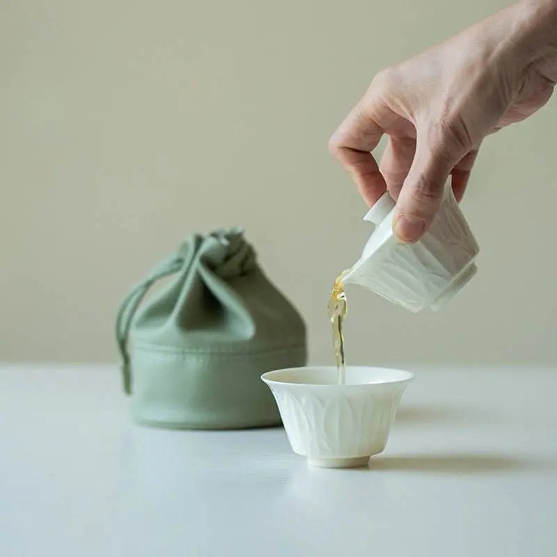 Mini Banana Leaf Travel Gongfu Tea Set Portable One Gaiwan One Cup Kit - STAR8S