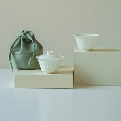 Mini Banana Leaf Travel Gongfu Tea Set Portable One Gaiwan One Cup Kit - STAR8S