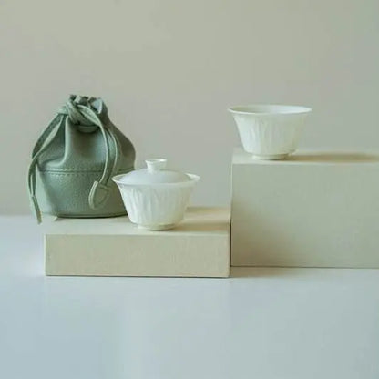 Mini Banana Leaf Travel Gongfu Tea Set Portable One Gaiwan One Cup Kit - STAR8S