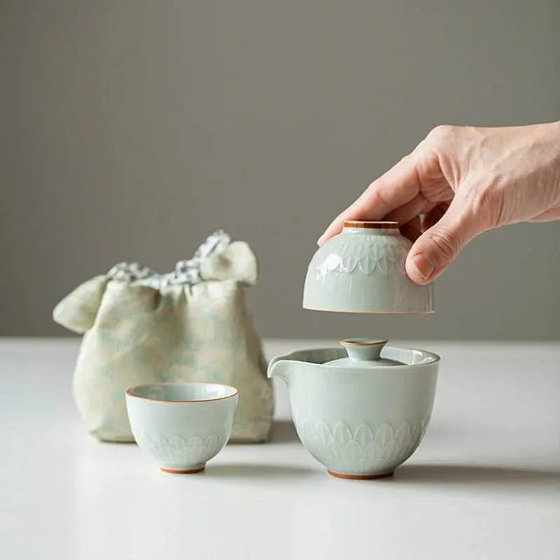 Modern Minimalist Travel Tea Set Portable One Pot Two Cups Kit - STAR8S