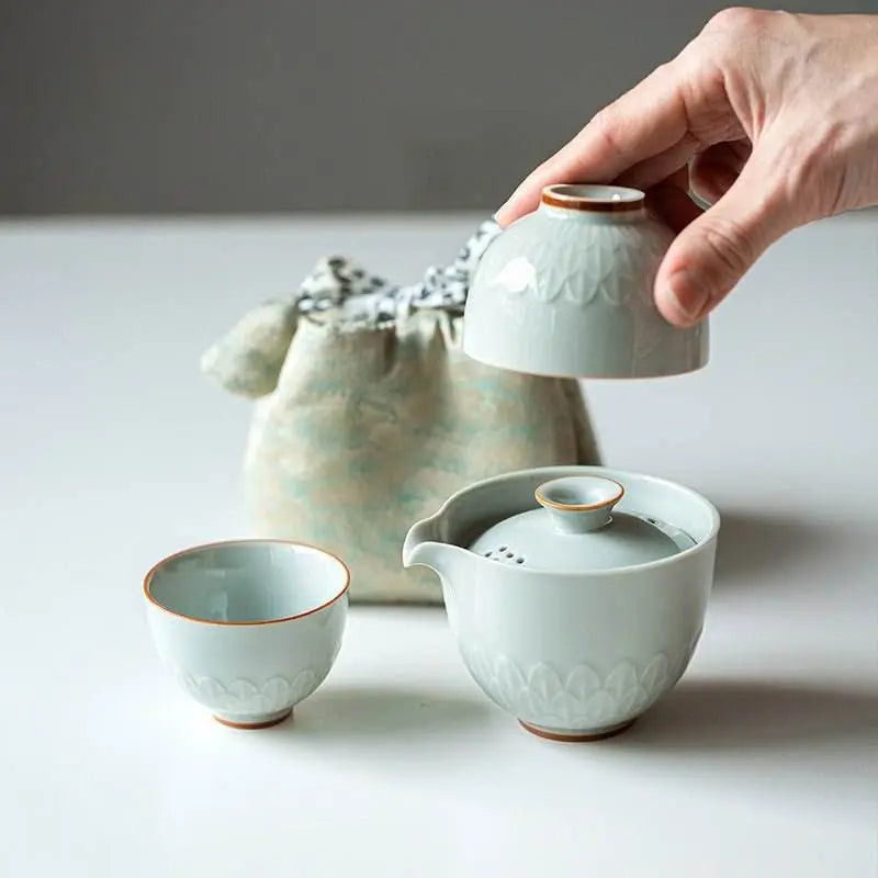 modern minimalist travel tea set portable one pot two cups kit - star8s