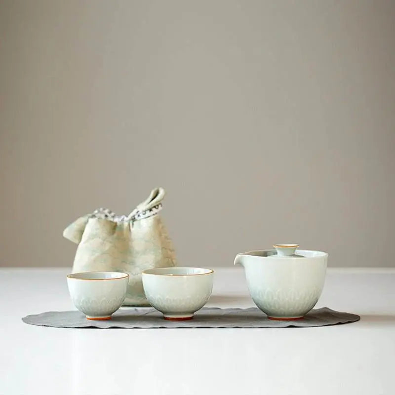 modern minimalist travel tea set portable one pot two cups kit - star8s