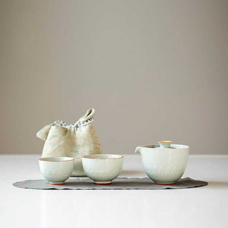 modern minimalist travel tea set portable one pot two cups kit - star8s