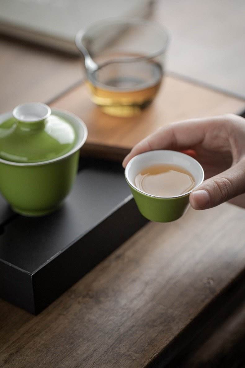 monochrome glaze gold tracing ceramic tea set portable travel one pot two cups - star8s