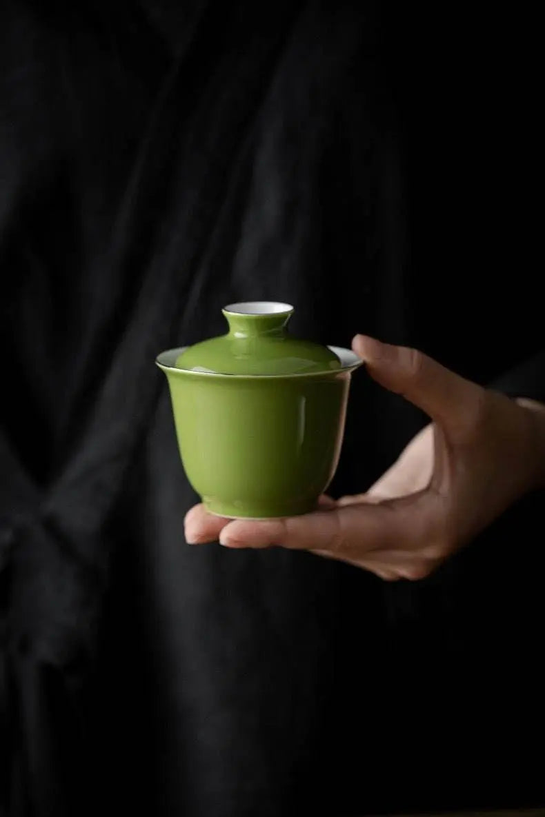 monochrome glaze gold tracing ceramic tea set portable travel one pot two cups - star8s