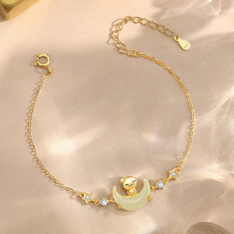 Moon Boat Jade Pendant Bracelet - 925 Silver Hetian Snake Jewelry | STAR8S