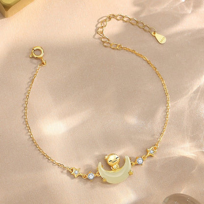 Moon Boat Jade Pendant Bracelet - 925 Silver Hetian Snake Jewelry | STAR8S