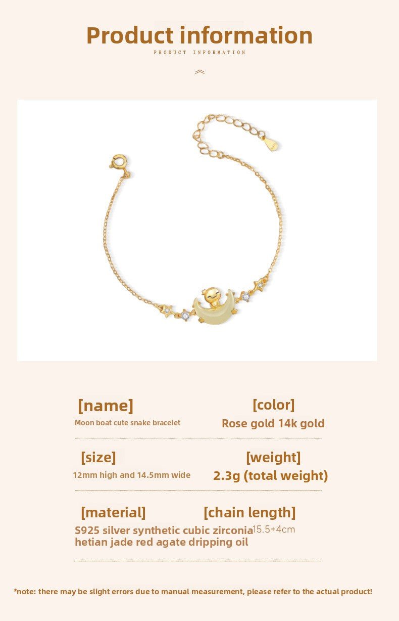 moon boat jade pendant bracelet - 925 silver hetian snake jewelry | star8s