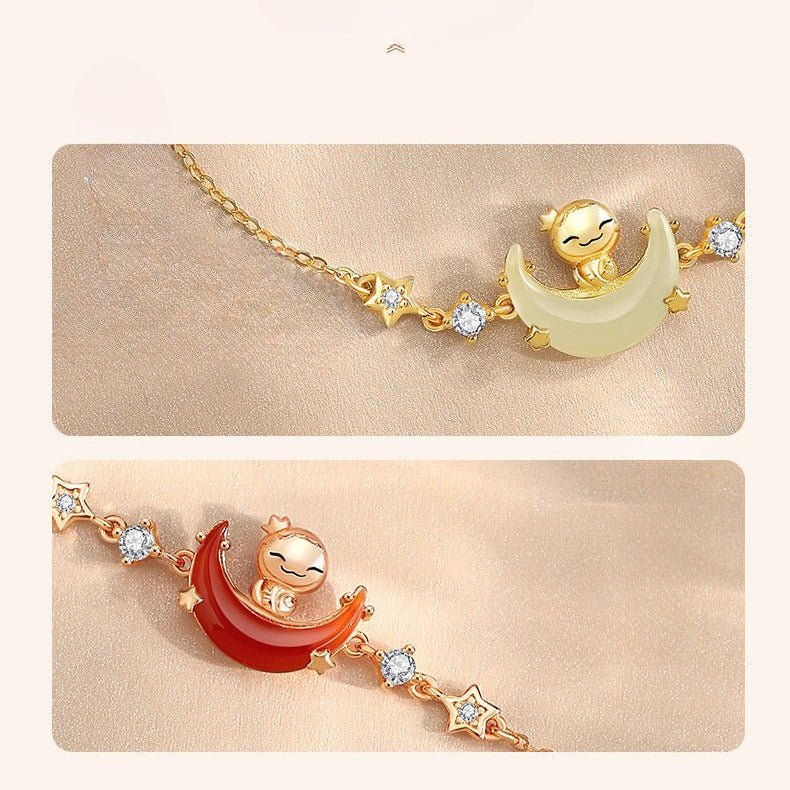 Moon Boat Jade Pendant Bracelet - 925 Silver Hetian Snake Jewelry | STAR8S - STAR8S