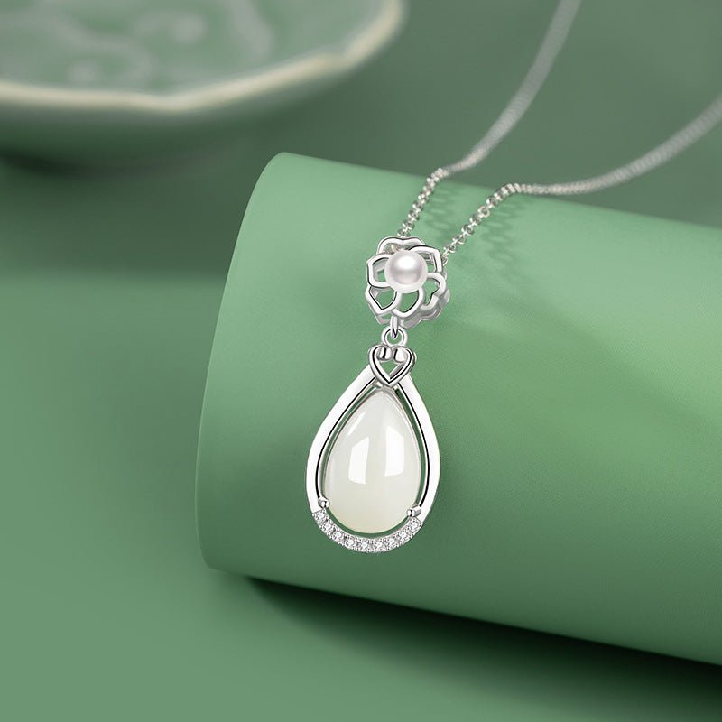 Mother’s Day Gift - Heitian Jade Pendant with Camellia Pearl & Drop | STAR8S