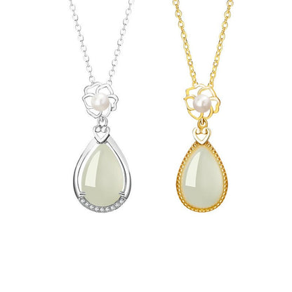 Mother’s Day Gift - Heitian Jade Pendant with Camellia Pearl & Drop | STAR8S