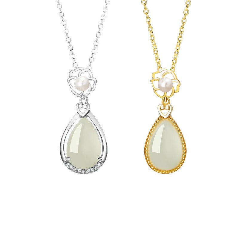 Mother’s Day Gift - Heitian Jade Pendant with Camellia Pearl & Drop | STAR8S