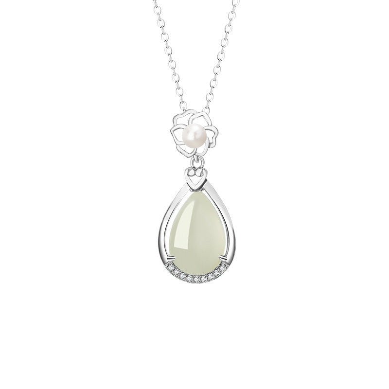 mother’s day gift - heitian jade pendant with camellia pearl & drop | star8s