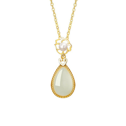 Mother’s Day Gift - Heitian Jade Pendant with Camellia Pearl & Drop | STAR8S