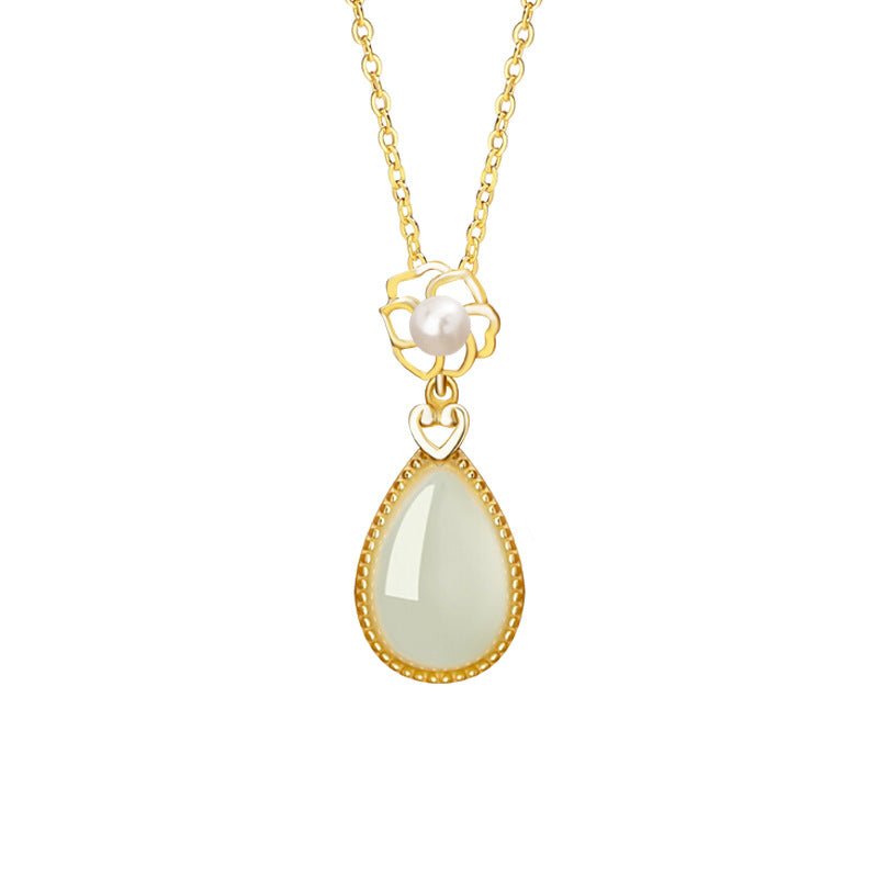 Mother’s Day Gift - Heitian Jade Pendant with Camellia Pearl & Drop | STAR8S