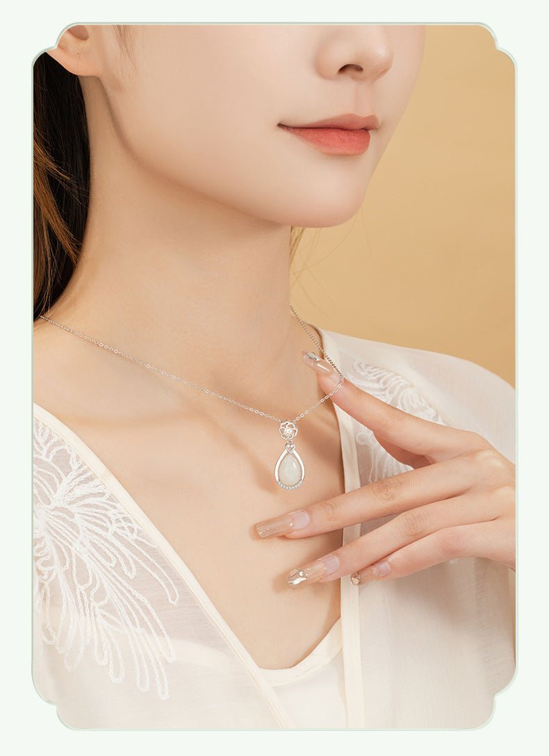 mother’s day gift - heitian jade pendant with camellia pearl & drop | star8s