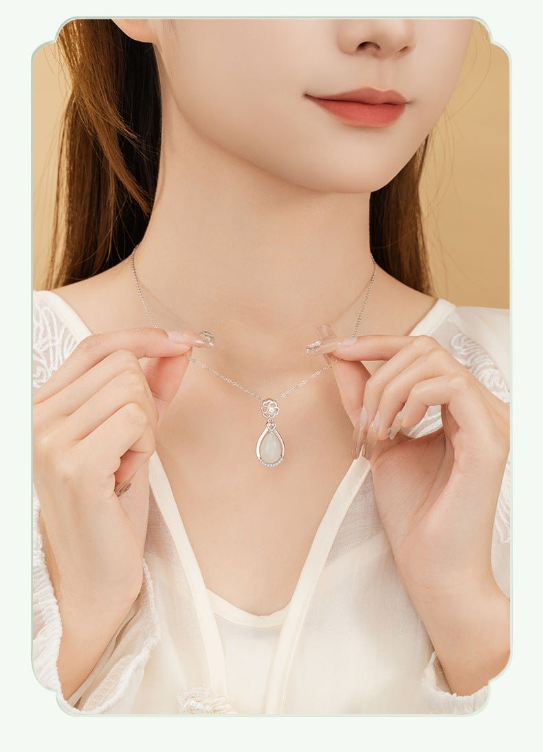 Mother’s Day Gift - Heitian Jade Pendant with Camellia Pearl & Drop | STAR8S