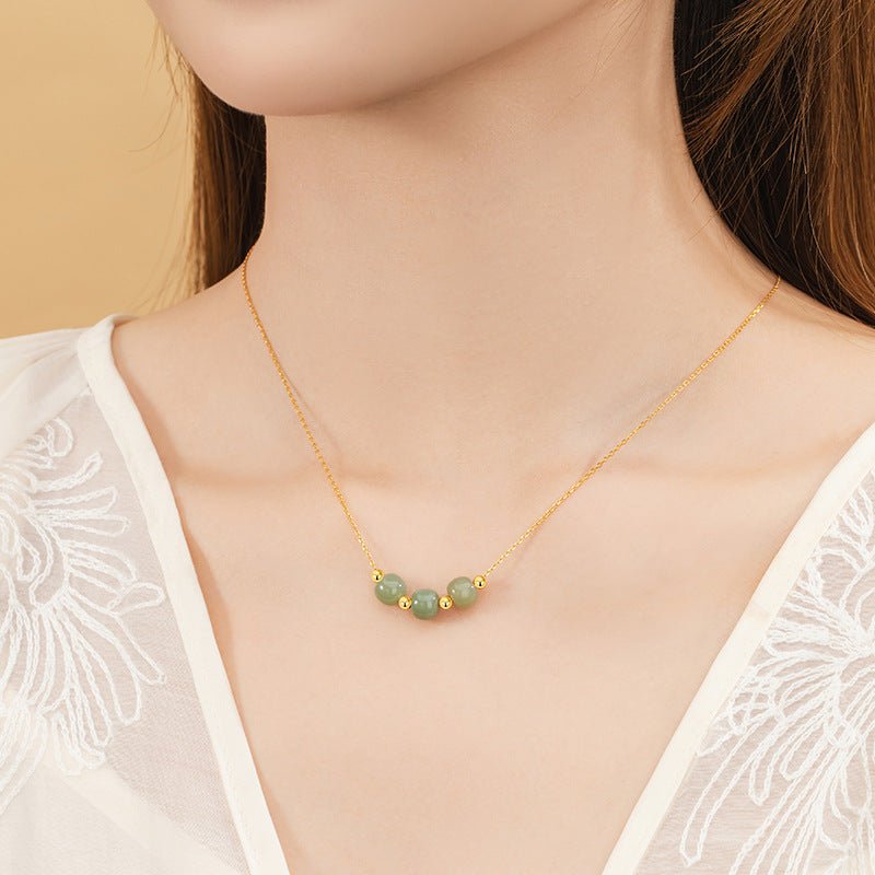 mother’s day jade necklace - sterling silver 925 heitian round bead | star8s