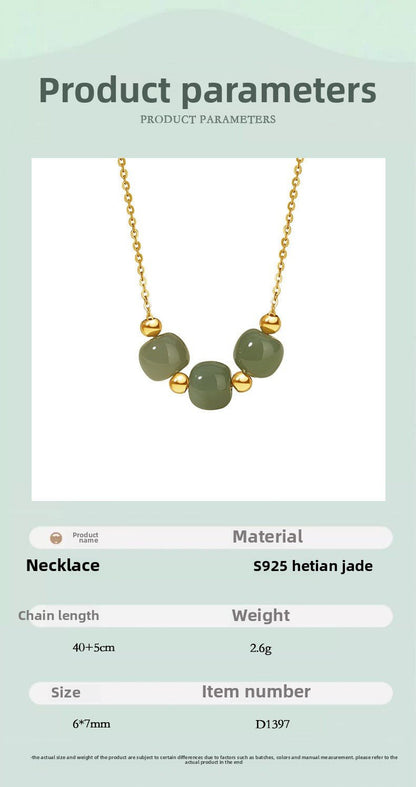 Mother’s Day Jade Necklace - Sterling Silver 925 Heitian Round Bead | STAR8S
