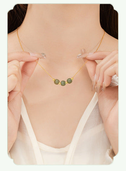 Mother’s Day Jade Necklace - Sterling Silver 925 Heitian Round Bead | STAR8S